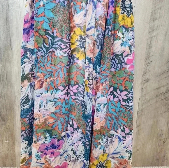 Anthropologie Akemi+Kin Valencia Sheer Multicolor Floral Boho Ruched Sleeves XS - Picture 15 of 16